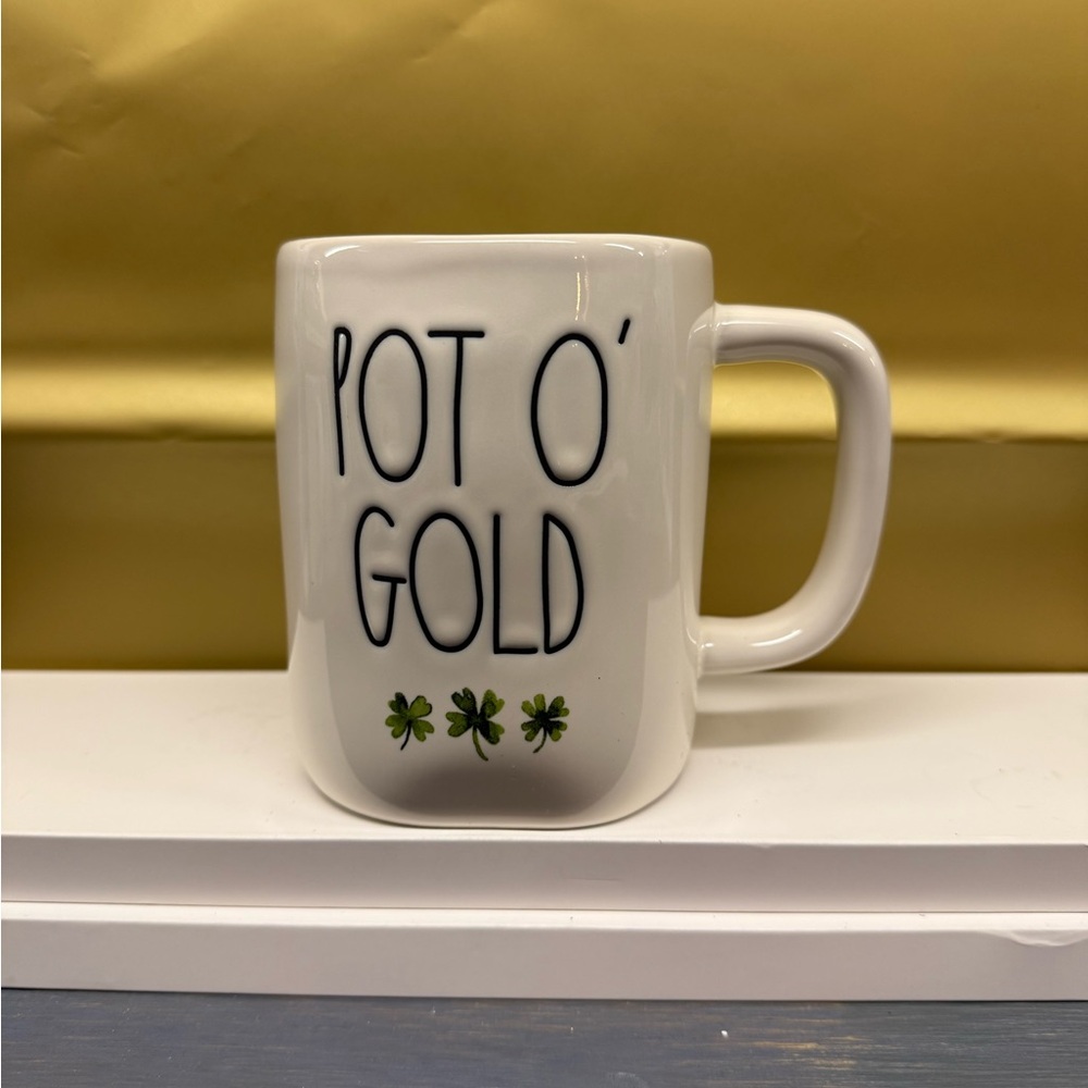 Rae Dunn St Patty’s  Day Pot O’ Gold coffee mug with watercolor clovers